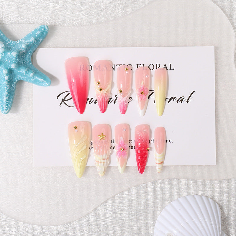Romantisches Blumen Press-On Nagelspitzen Kunstset Brehn
