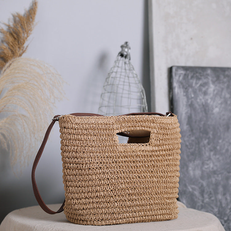 Handtasche Aus Natürlicher Baumwolle mit Ledergriff Brehn