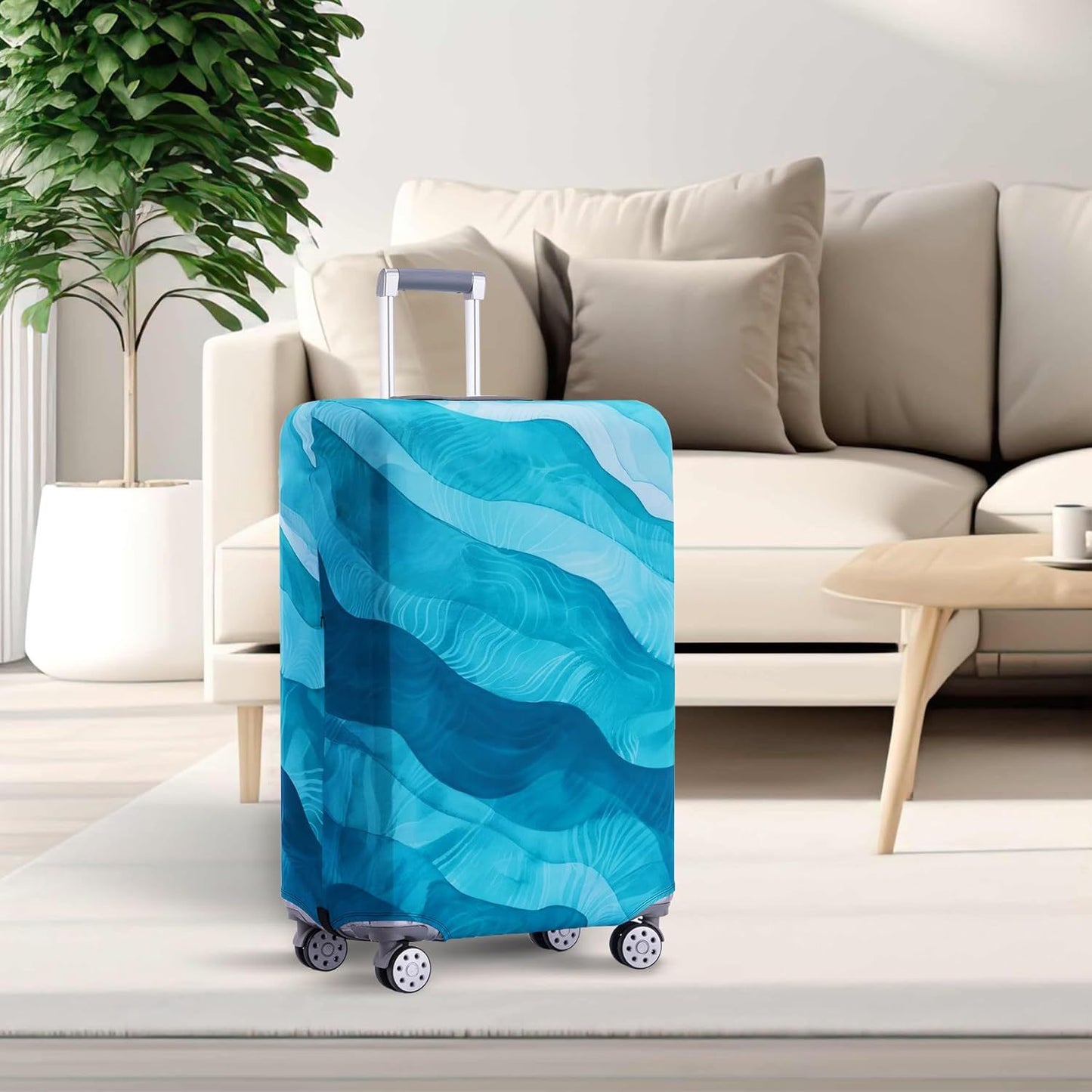 Unisex nan elastische Koffer-Schutzhülle mit weltreise Motiv für Hartschalen-Trolley und Spinner-Rollen Brehn