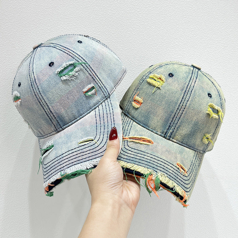 Damen Zerrissene Denim Baseball Cap Brehn 1784084142
