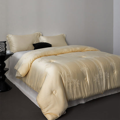 Edle gesteppte Bettdecke mit feinem Jacquard-Relief und Knopftuftung