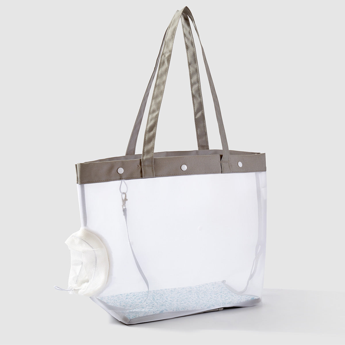 Damen transparente Strandtasche mit robusten Henkel und praktischem Innenfach Brehn