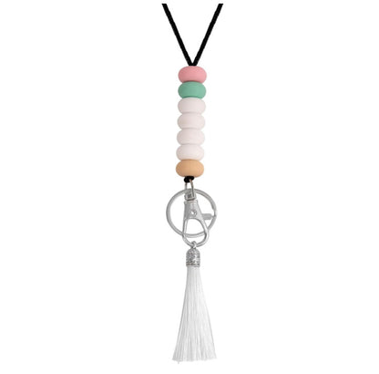 Bunter Perlen-Schlüsselanhänger Lanyard mit Quaste Brehn