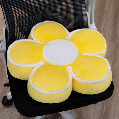 Gepolstertes Sitzkissen in Blumenform mit Kunstleder‑Mittelstück und flauschiger Randpolsterung