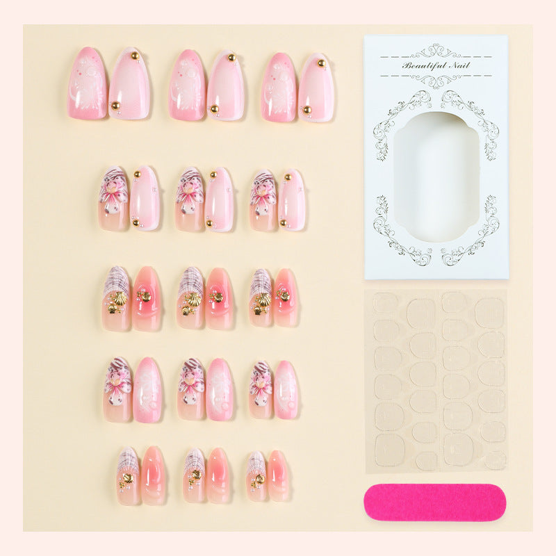 Kreatives Floral Press-On Nail Set Brehn