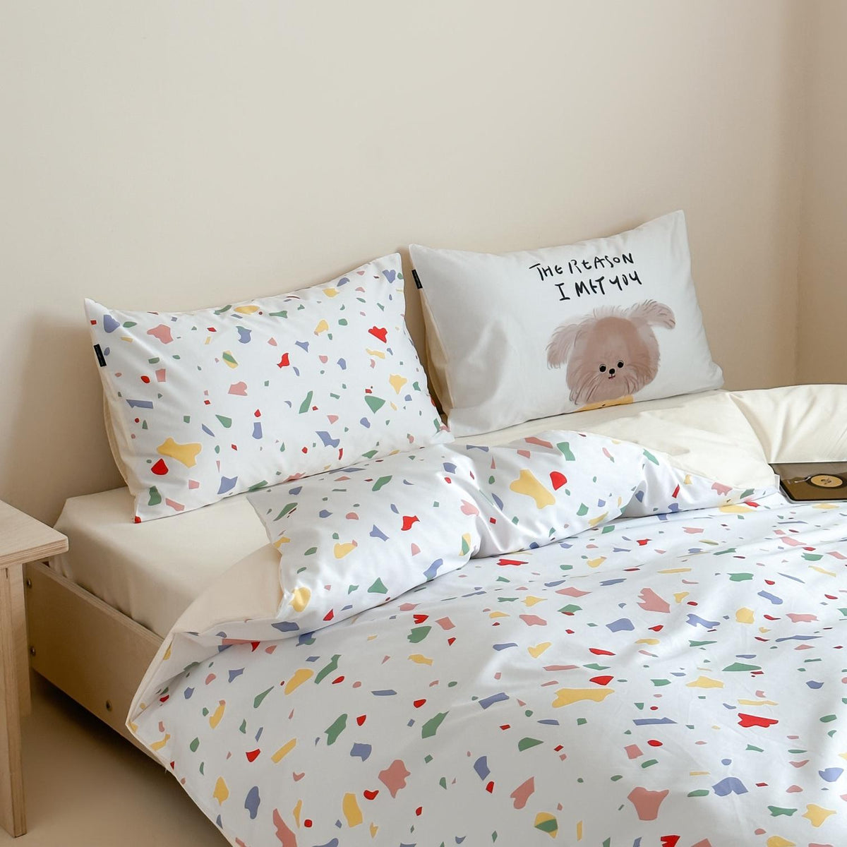 Mikrofaser-Bettwäsche-Set mit buntem Terrazzo-Muster, weich & pflegeleicht