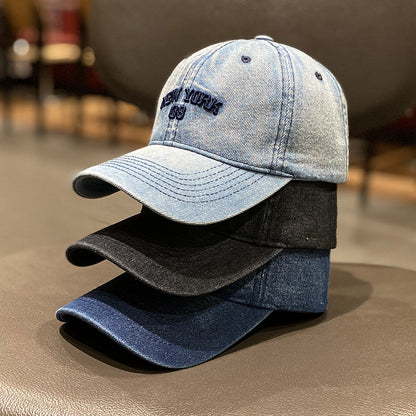 Herren Distressed Denim Stil Baseballkappe Brehn