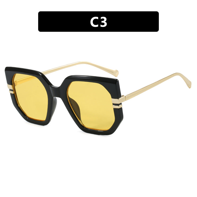 Damen geometrische Sonnenbrille mit luxuriösem goldenen Rahmen und polarisierenden Gläsern Brehn