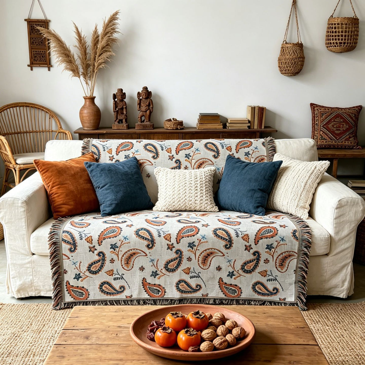 Elegante Paisleymuster Wandteppichwurfdecke