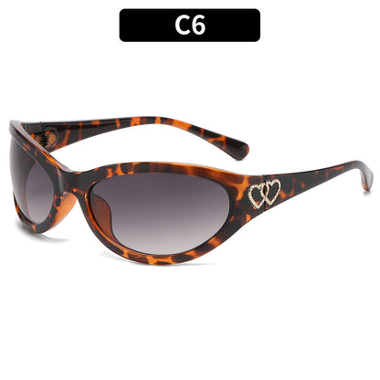 Elegante Herz-Akzent Katzenaugen-Sonnenbrille
