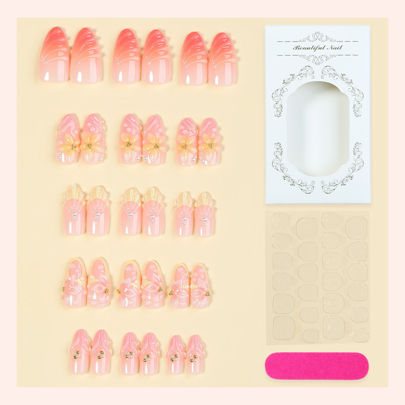 Künstlerisches Blumendesign Press-On Nägel Set mit einzigartigen Verzierungen Brehn