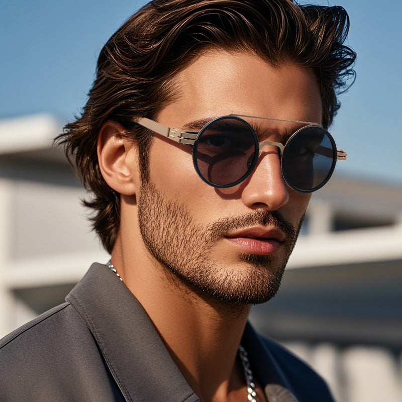 Damen modische runde Sonnenbrille mit minimalistischem Design Brehn
