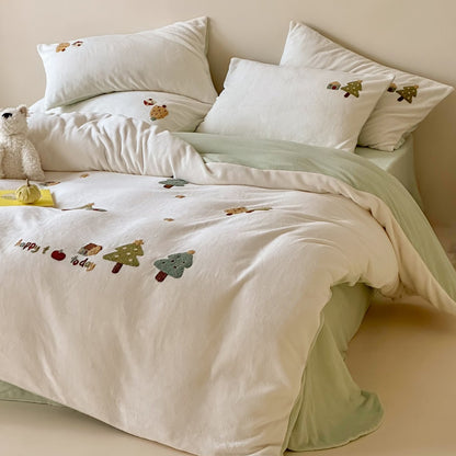 Bettwäsche-Set mit bestickten Cupcake-Motiven und weicher Baumwollmischung