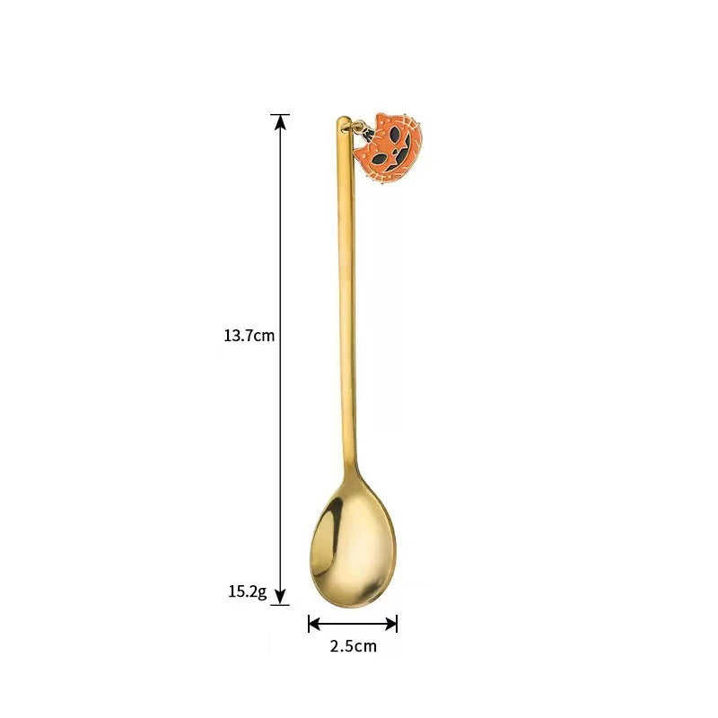 Langer Bar‑Löffel Cocktail‑Rührlöffel aus Edelstahl mit Halloween‑Geistmotiv