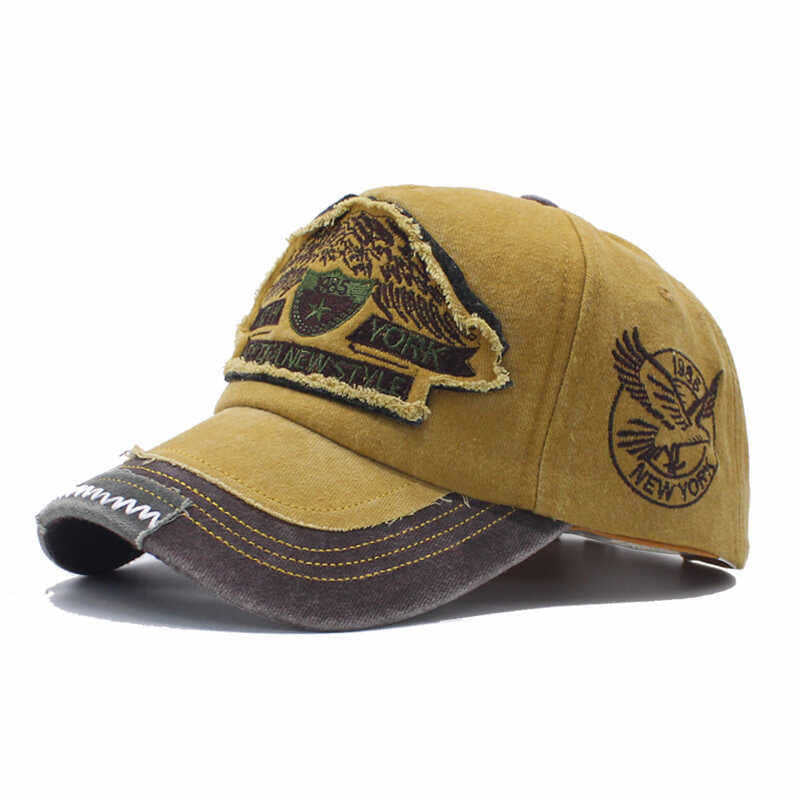 Herren Destroyed Denim Cap Brehn