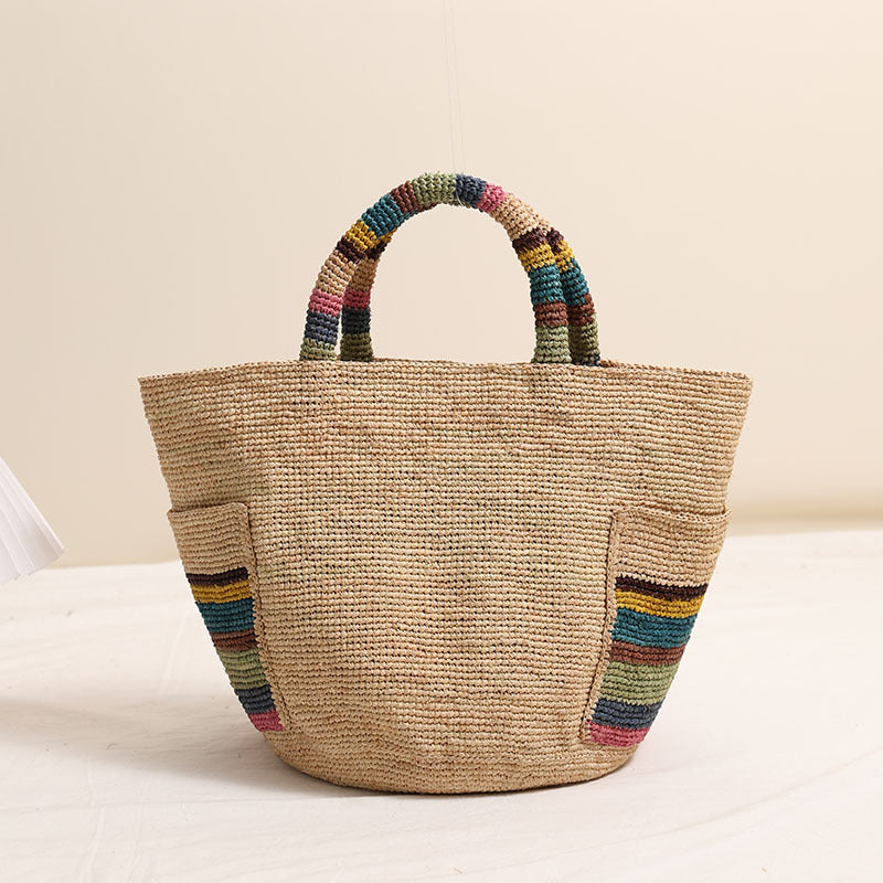 Damen Handgeknüpfte Strandtasche mit bunten Akzenten Brehn