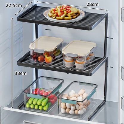 Doppelschicht Kühlschrank Regal Organizer Rack mit lamellierter Oberseite