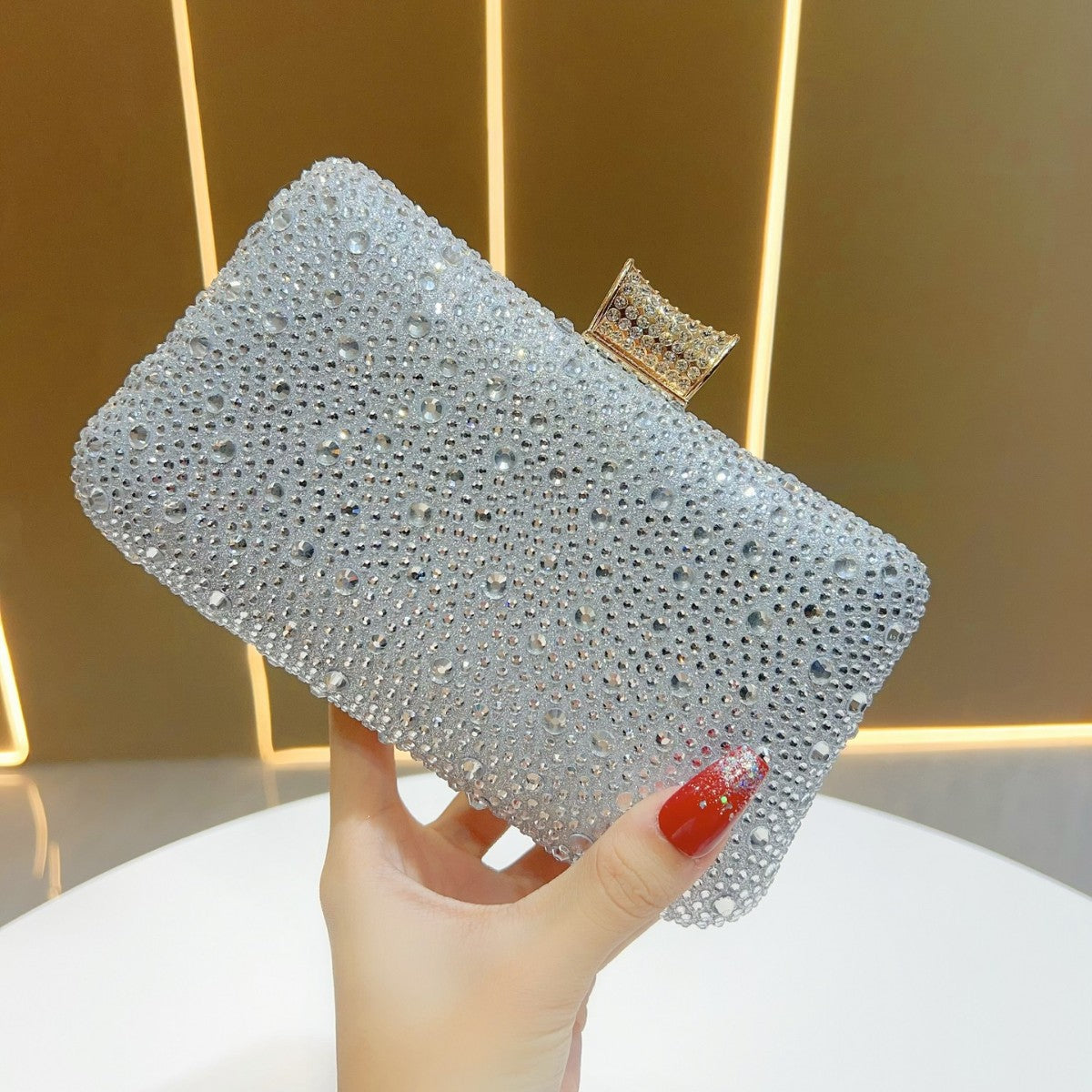 Glitzernde Kristall-besetzte Abend-Clutch