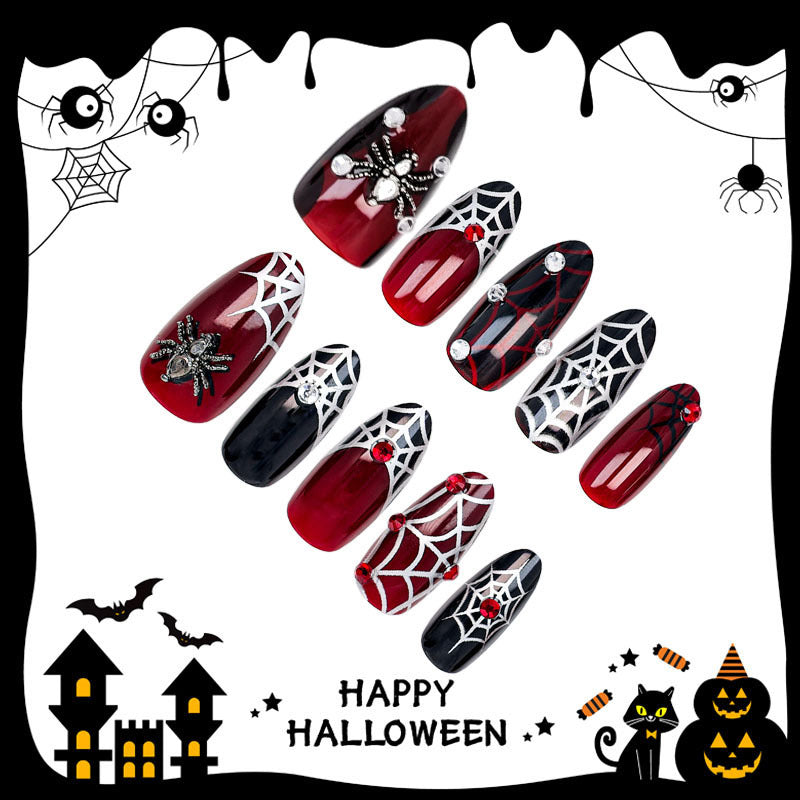 Halloween Kunstnagelset mit Spinnen- und Netzdesigns Brehn