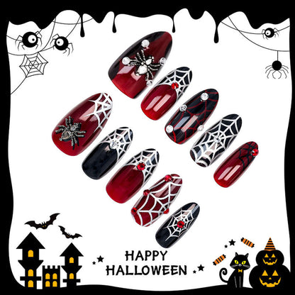 Halloween Kunstnagelset mit Spinnen- und Netzdesigns Brehn