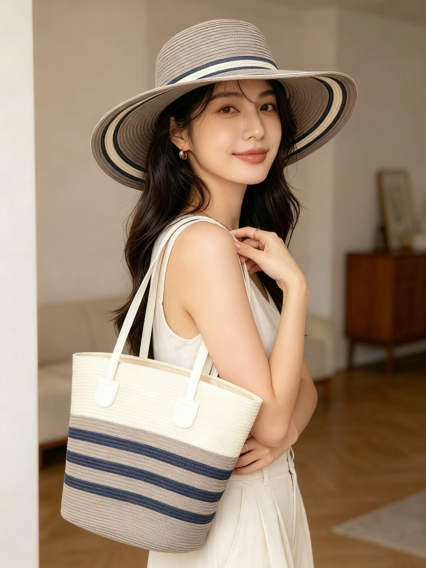 Strandtasche mit Bunten Streifen Brehn