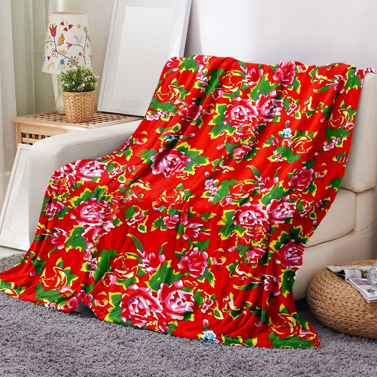 Blumenmuster Kuscheldecke