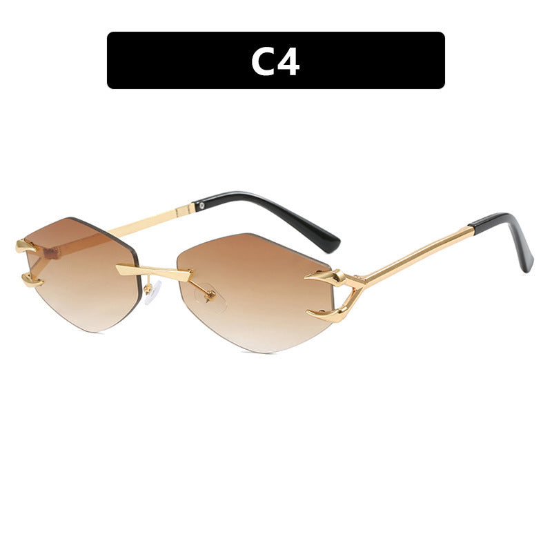 Damen geometrische Designer-Sonnenbrille mit herausragendem Metallrahmen Brehn