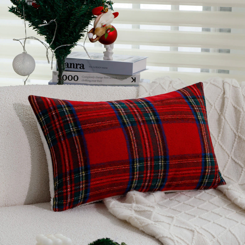 Karierter dekorativer Zierkissenbezug im Tartan‑Look aus weichem Microfleece Brehn