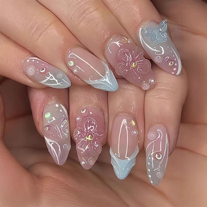 Premium Floral Art Press-On Nail Set Brehn