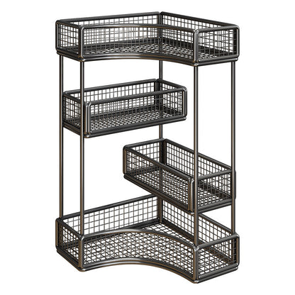 Gekrümmte Ecke Dreitier Metall Mesh Schminktisch und countertop Organizer