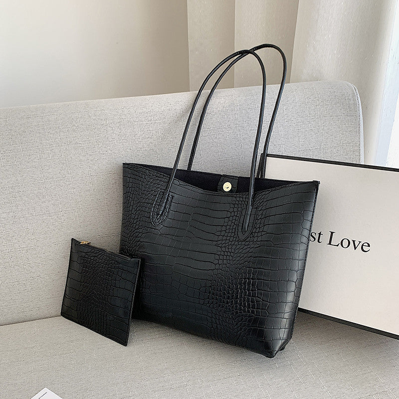 Krokodillembossierte Tote-Bag mit abnehmbarem Clutch Brehn