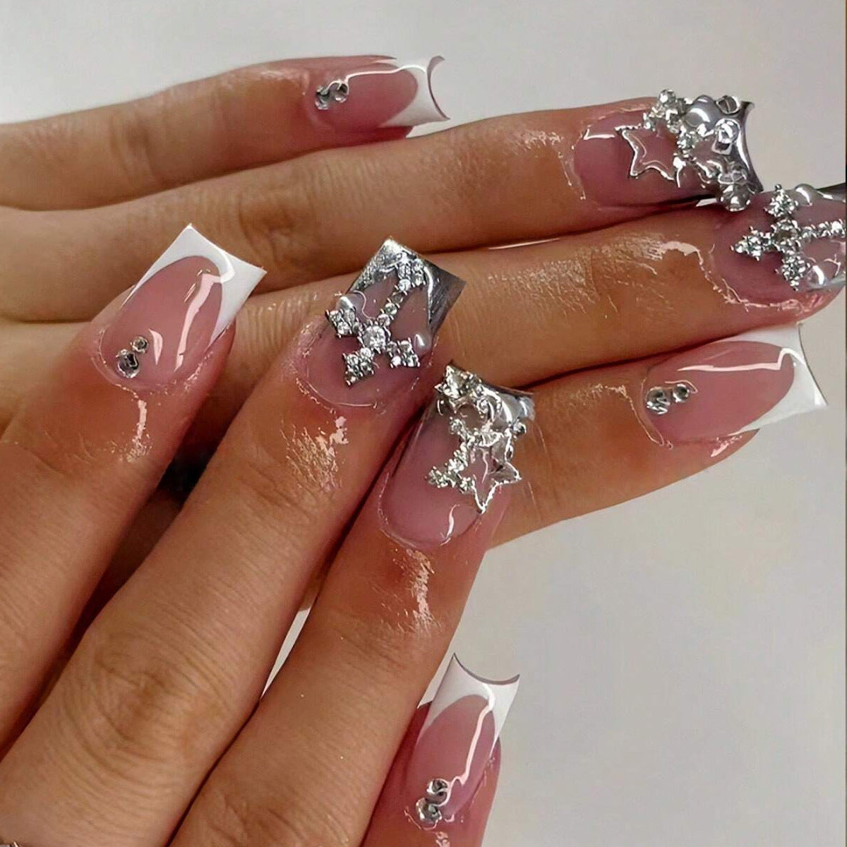 Glamouröse Strass Dekorative Stiletto Nagelerweiterungen Brehn