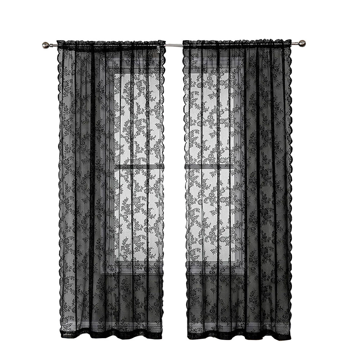 Elegante florale Spitzenfensterbehänge
