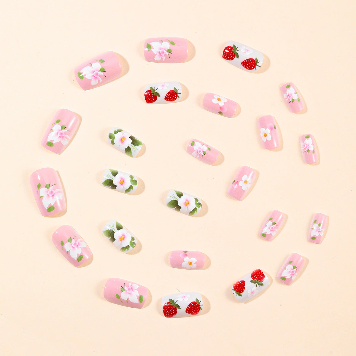 Erdbeer Blumen Nagelkunst Set Brehn