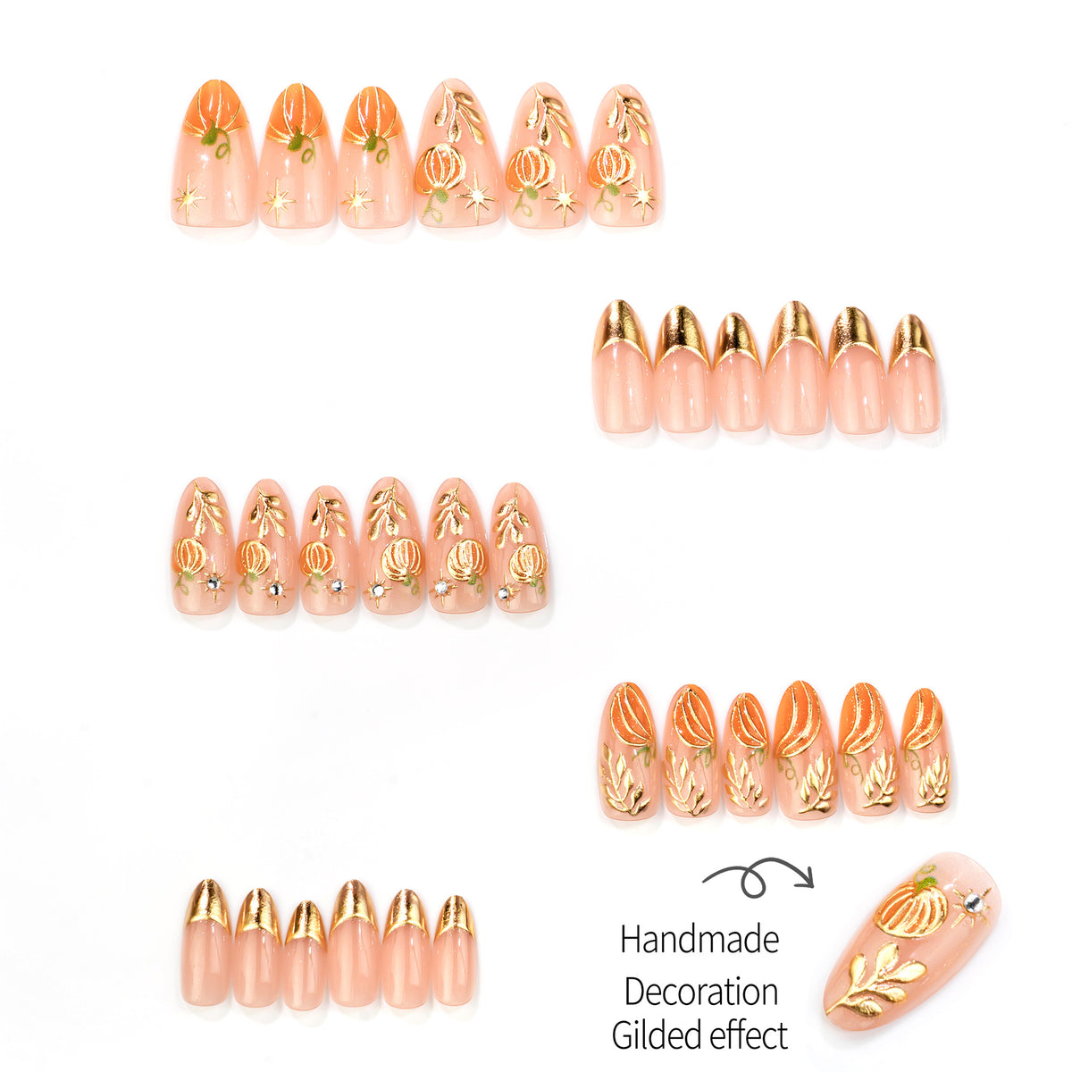 Künstlerisches Herbst-Themen Press-On Nagelkunst Set