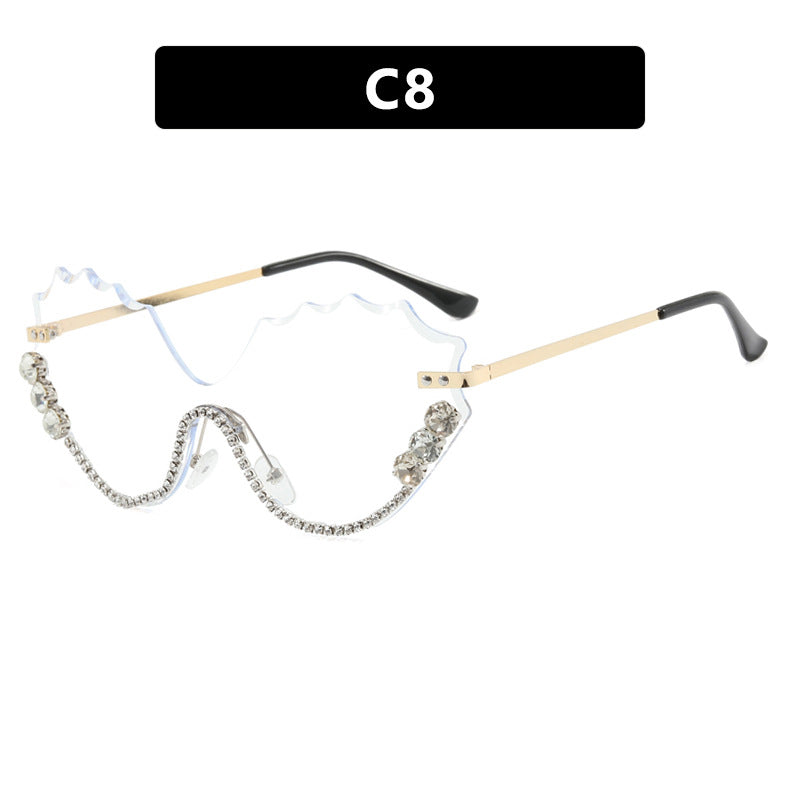 Damen extravagante Sonnenbrille mit glitzerndem Akzent und einzigartigem Design Brehn
