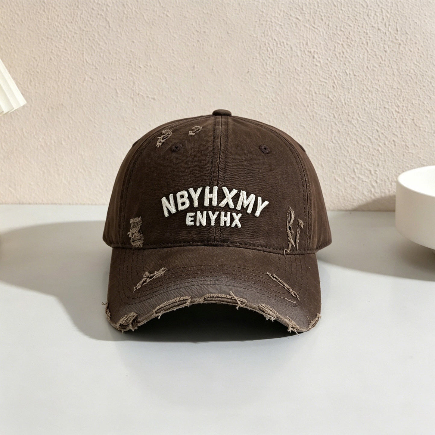 Herren Casual Distressed Texturiertes Baseball Cap Brehn