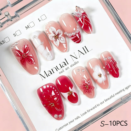 Dekorative Blumen Press-On Nagelkunst Kollektion Brehn