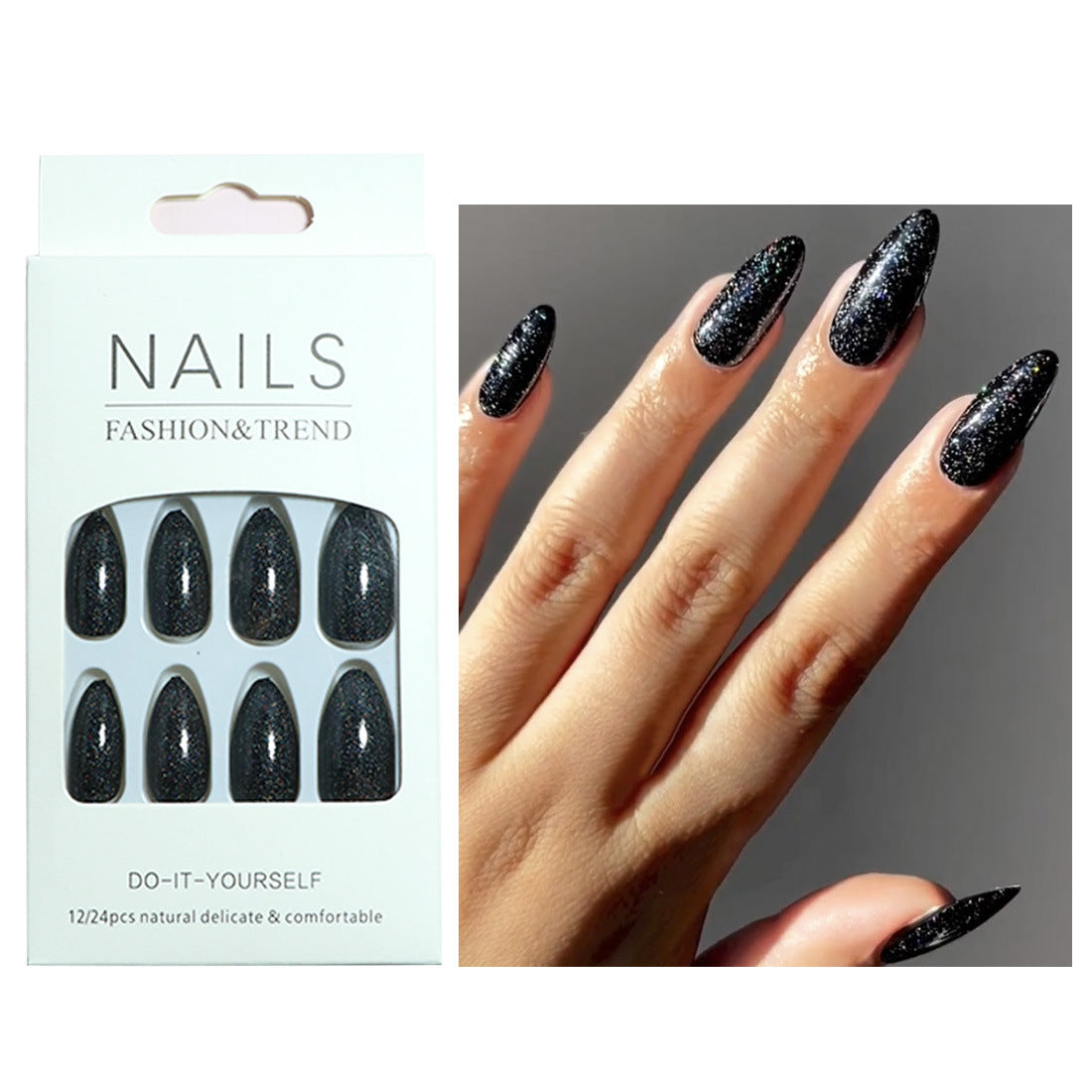 Glamouröse Stiletto Press-On Nägel mit Glitzerfinish Brehn