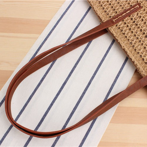 Elegante Bast-Handtasche mit Ledergriffen Brehn