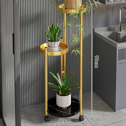 Rolling Vertical Plant Stand mit Marmor-Effekt-Basis und arretierbaren Rollen