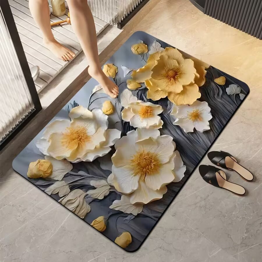 Florales Design Badezimmermatte