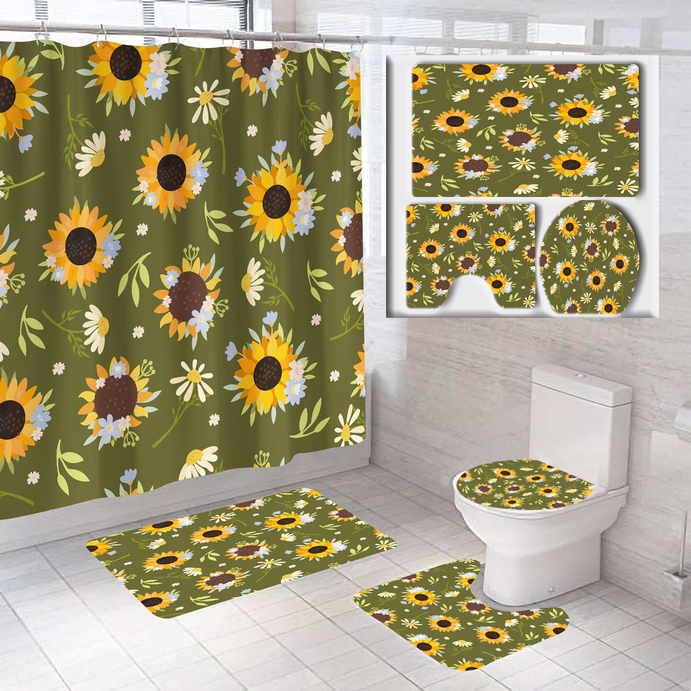 Florales Badezimmerdekor-Set Brehn