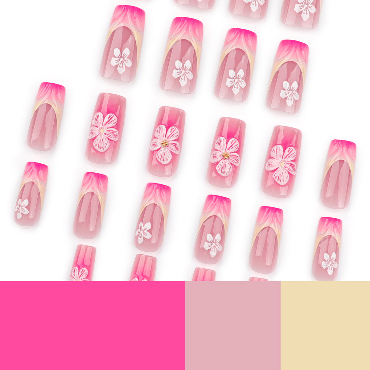 Kunstvolle Nagelverlängerungen mit floralen Designs Brehn