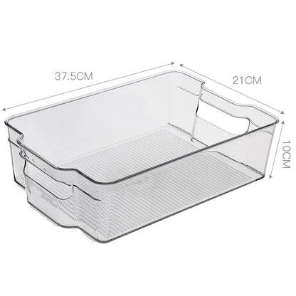 Transparente, flache Aufbewahrungsbox mit Griffen und rutschgeriffeltem Boden