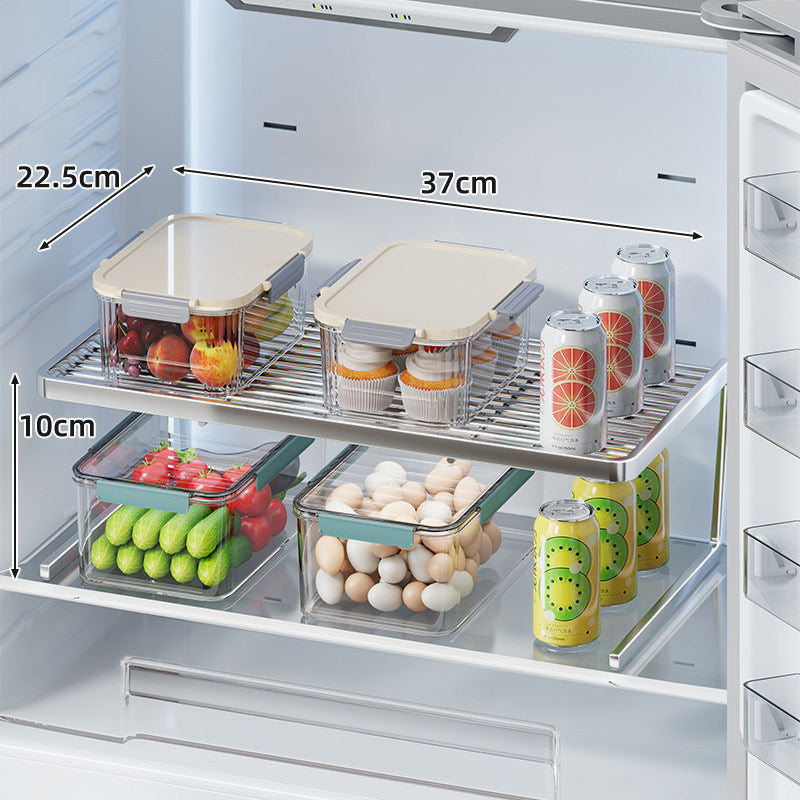 Doppelschicht Kühlschrank Regal Organizer Rack mit lamellierter Oberseite