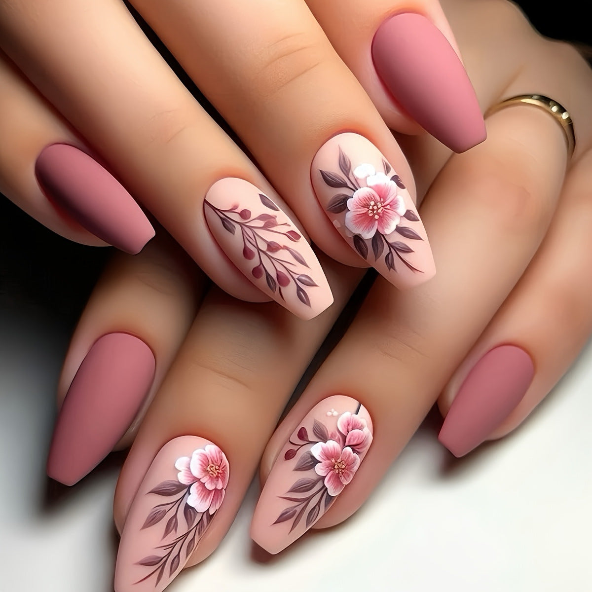 Florale Kunst Acryl Nagelerweiterungen Brehn