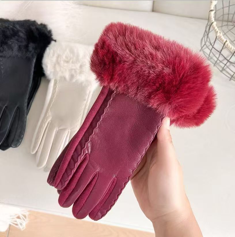Luxuriöse Kunstpelz-Bündchen-Lederhandschuhe Brehn