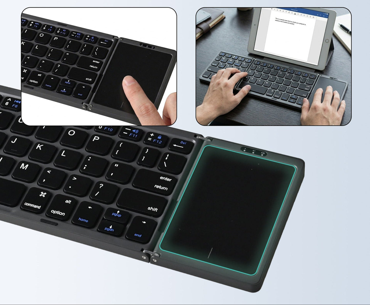 Tragbare Bluetooth-Tastatur mit integriertem Touchpad Brehn