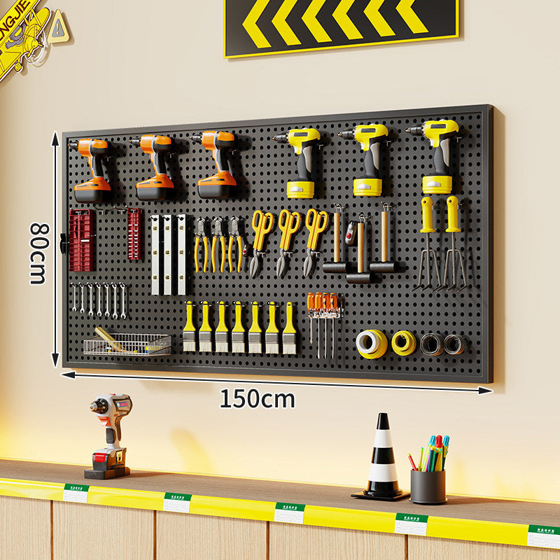 Wandmontierter perforierter Metallwerkzeug-Pegboard-Organizer mit Magnetstreifen und Mehrfachhaken